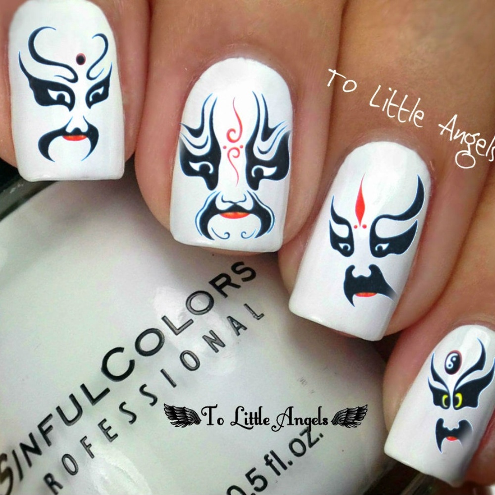 Asian Mask - Nail Art Decal - RED99